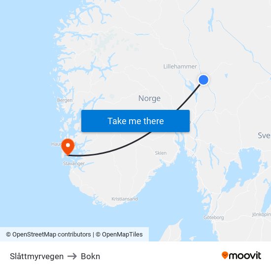 Slåttmyrvegen to Bokn map