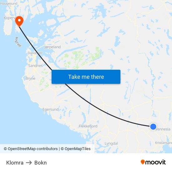 Klomra to Bokn map