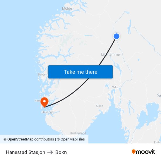 Hanestad Stasjon to Bokn map