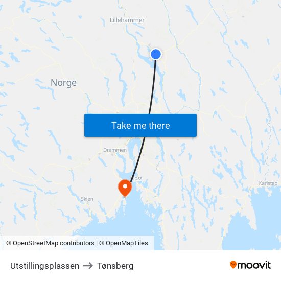 Utstillingsplassen to Tønsberg map