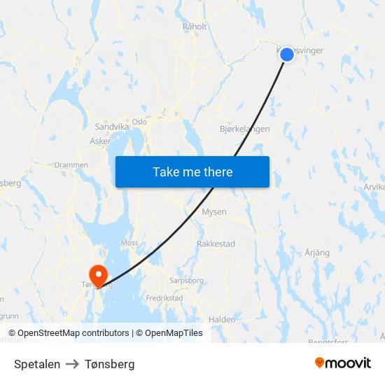 Spetalen to Tønsberg map