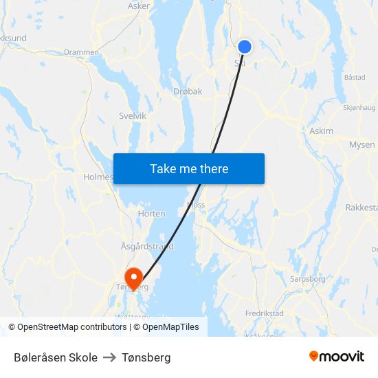 Bøleråsen Skole to Tønsberg map