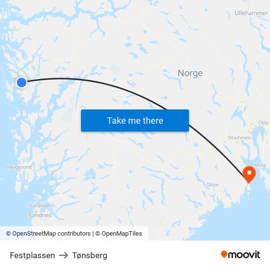 Festplassen to Tønsberg map