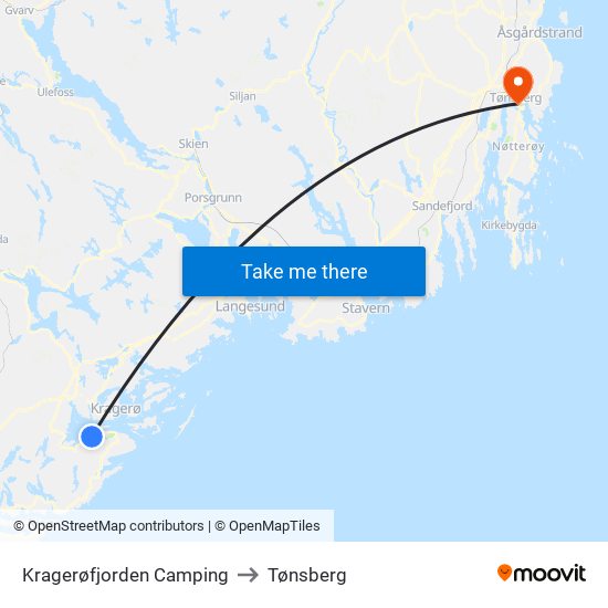 Kragerøfjorden Camping to Tønsberg map