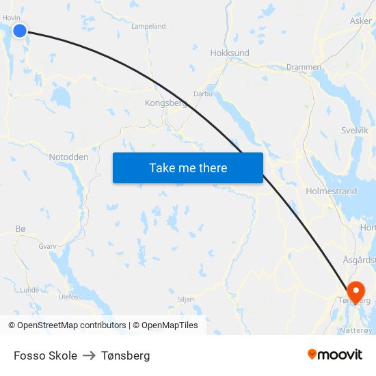 Fosso Skole to Tønsberg map