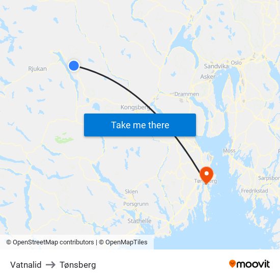 Vatnalid to Tønsberg map
