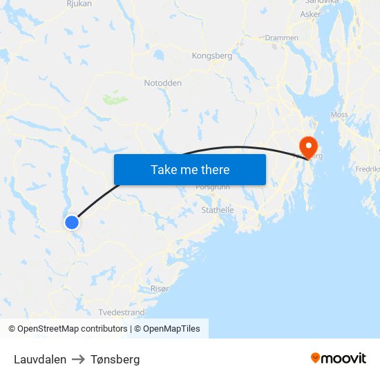 Lauvdalen to Tønsberg map