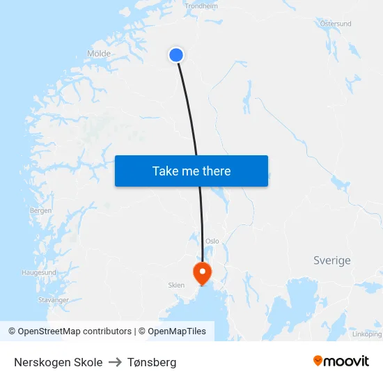 Nerskogen Skole to Tønsberg map