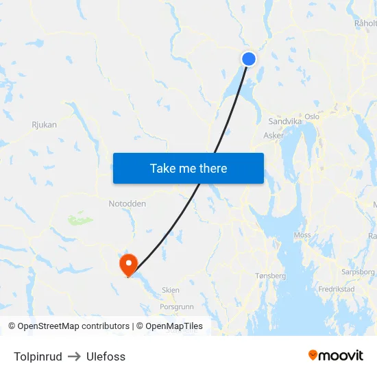 Tolpinrud to Ulefoss map
