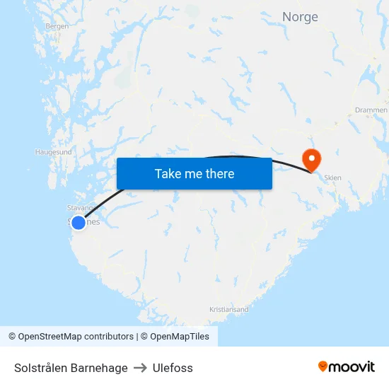 Solstrålen Barnehage to Ulefoss map