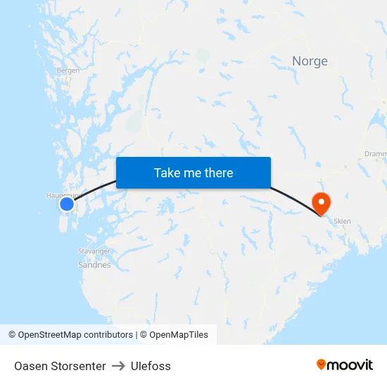 Oasen Storsenter to Ulefoss map