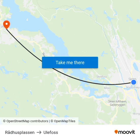 Rådhusplassen to Ulefoss map