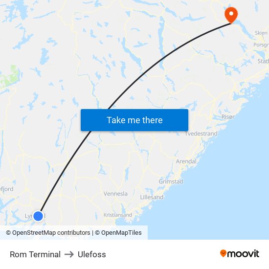 Rom Terminal to Ulefoss map