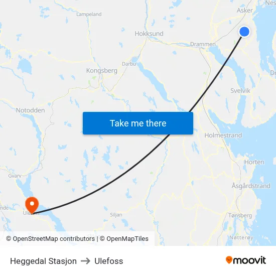 Heggedal Stasjon to Ulefoss map