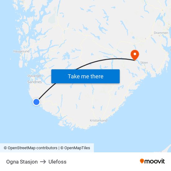 Ogna Stasjon to Ulefoss map