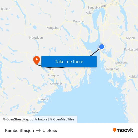Kambo Stasjon to Ulefoss map