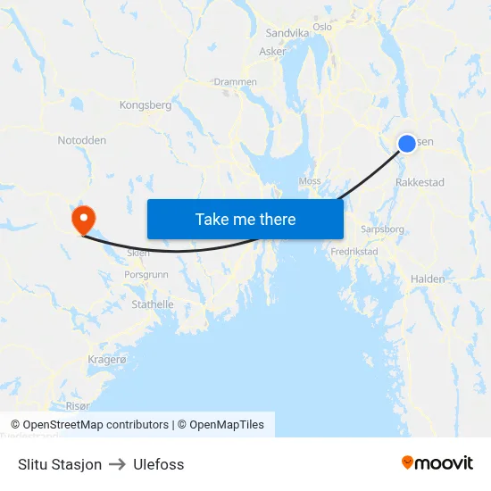 Slitu Stasjon to Ulefoss map