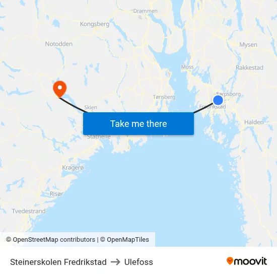 Steinerskolen Fredrikstad to Ulefoss map
