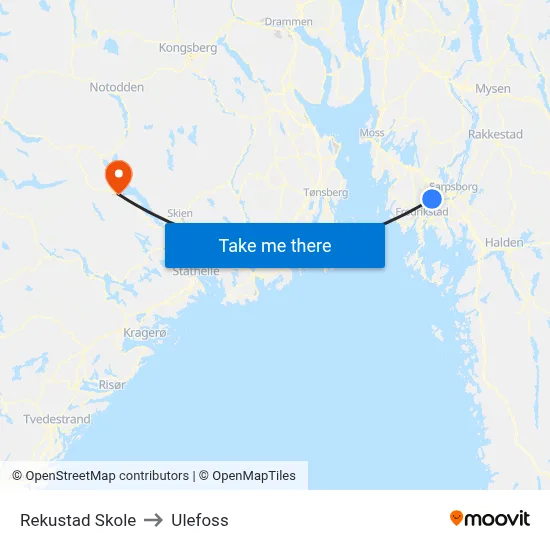 Rekustad Skole to Ulefoss map