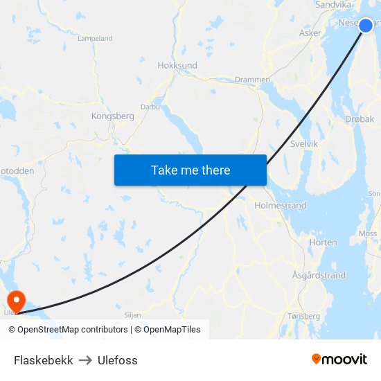 Flaskebekk to Ulefoss map