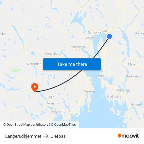 Langerudhjemmet to Ulefoss map