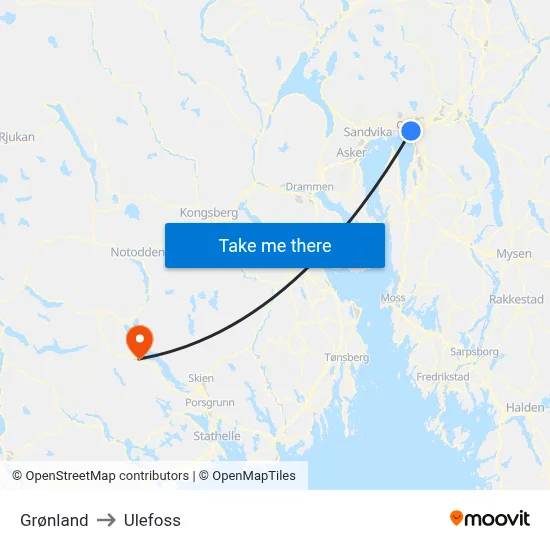 Grønland to Ulefoss map