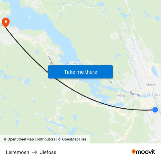 Leiremoen to Ulefoss map