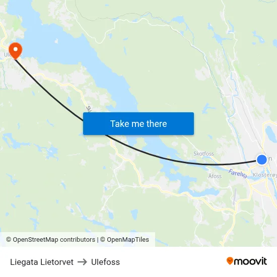 Liegata Lietorvet to Ulefoss map