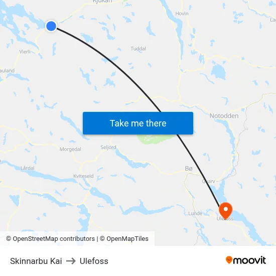 Skinnarbu Kai to Ulefoss map