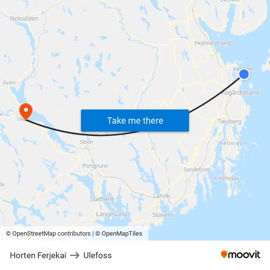 Horten Ferjekai to Ulefoss map