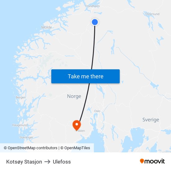 Kotsøy Stasjon to Ulefoss map