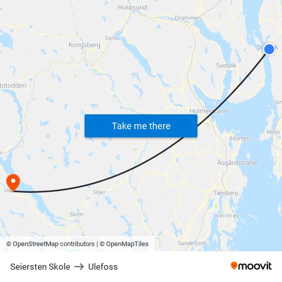 Seiersten Skole to Ulefoss map