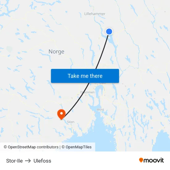 Stor-Ile to Ulefoss map
