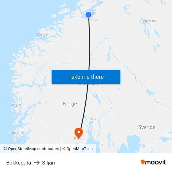Bakkegata to Siljan map