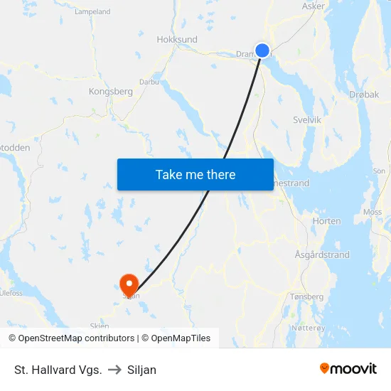 St. Hallvard Vgs. to Siljan map