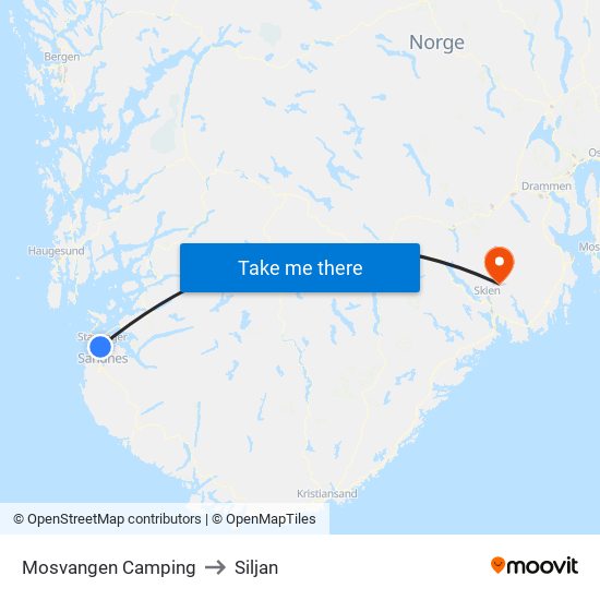 Mosvangen Camping to Siljan map