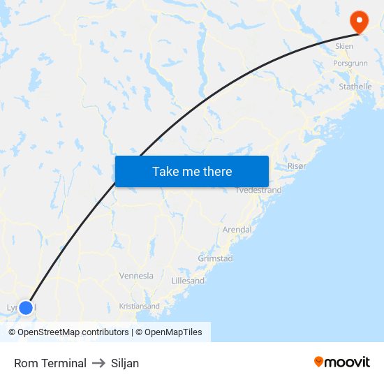 Rom Terminal to Siljan map