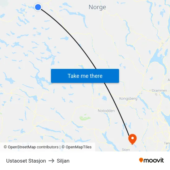 Ustaoset Stasjon to Siljan map