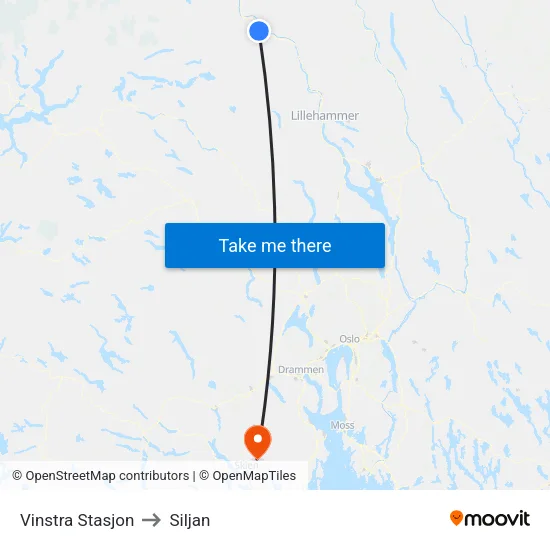 Vinstra Stasjon to Siljan map