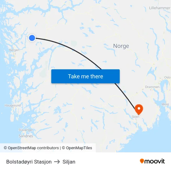 Bolstadøyri Stasjon to Siljan map