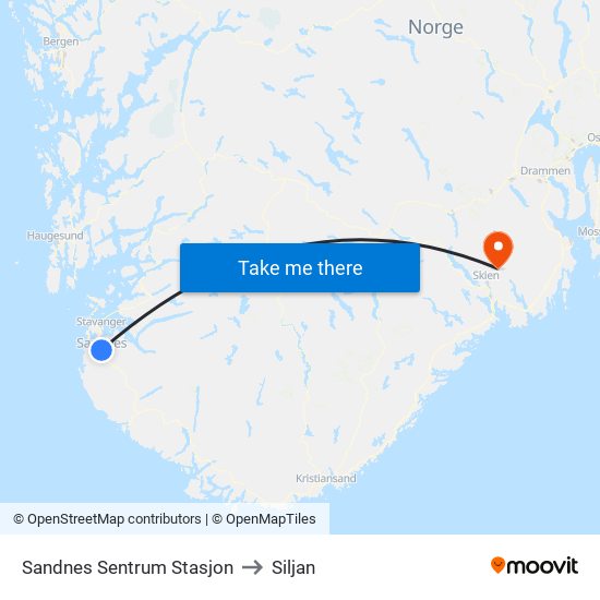 Sandnes Sentrum Stasjon to Siljan map