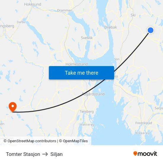 Tomter Stasjon to Siljan map