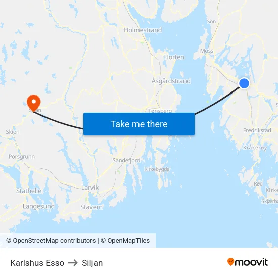 Karlshus Esso to Siljan map