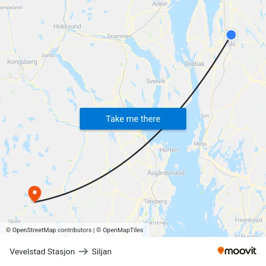 Vevelstad Stasjon to Siljan map