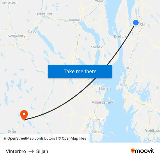 Vinterbro to Siljan map