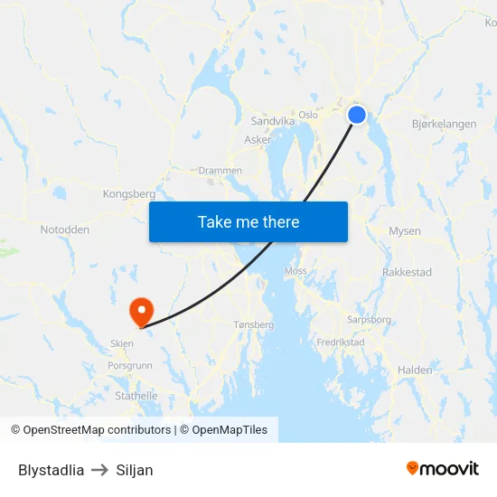 Blystadlia to Siljan map