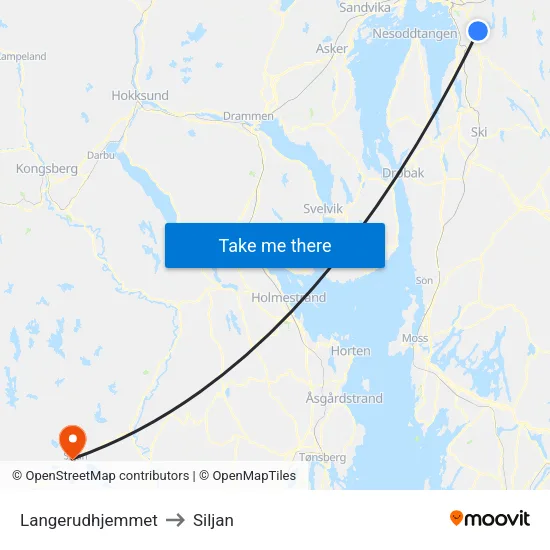 Langerudhjemmet to Siljan map
