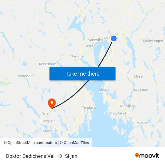 Doktor Dedichens Vei to Siljan map