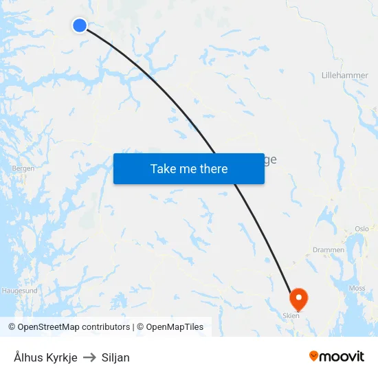 Ålhus Kyrkje to Siljan map