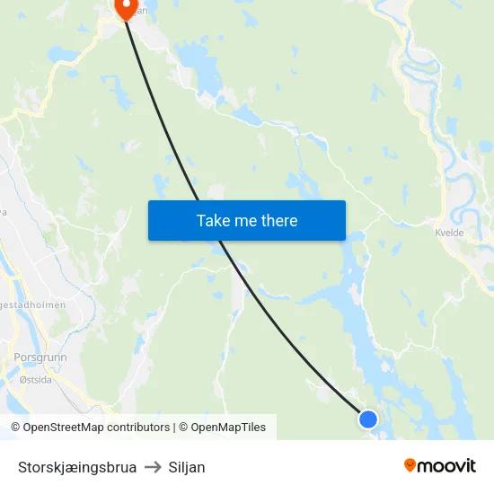 Storskjæingsbrua to Siljan map